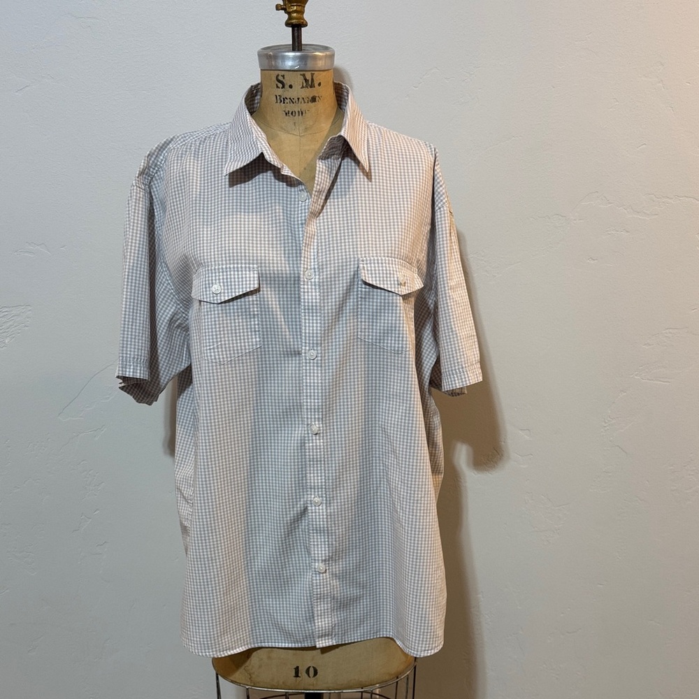Calvin Klein Beige Checkered Short Sleeve Shirt